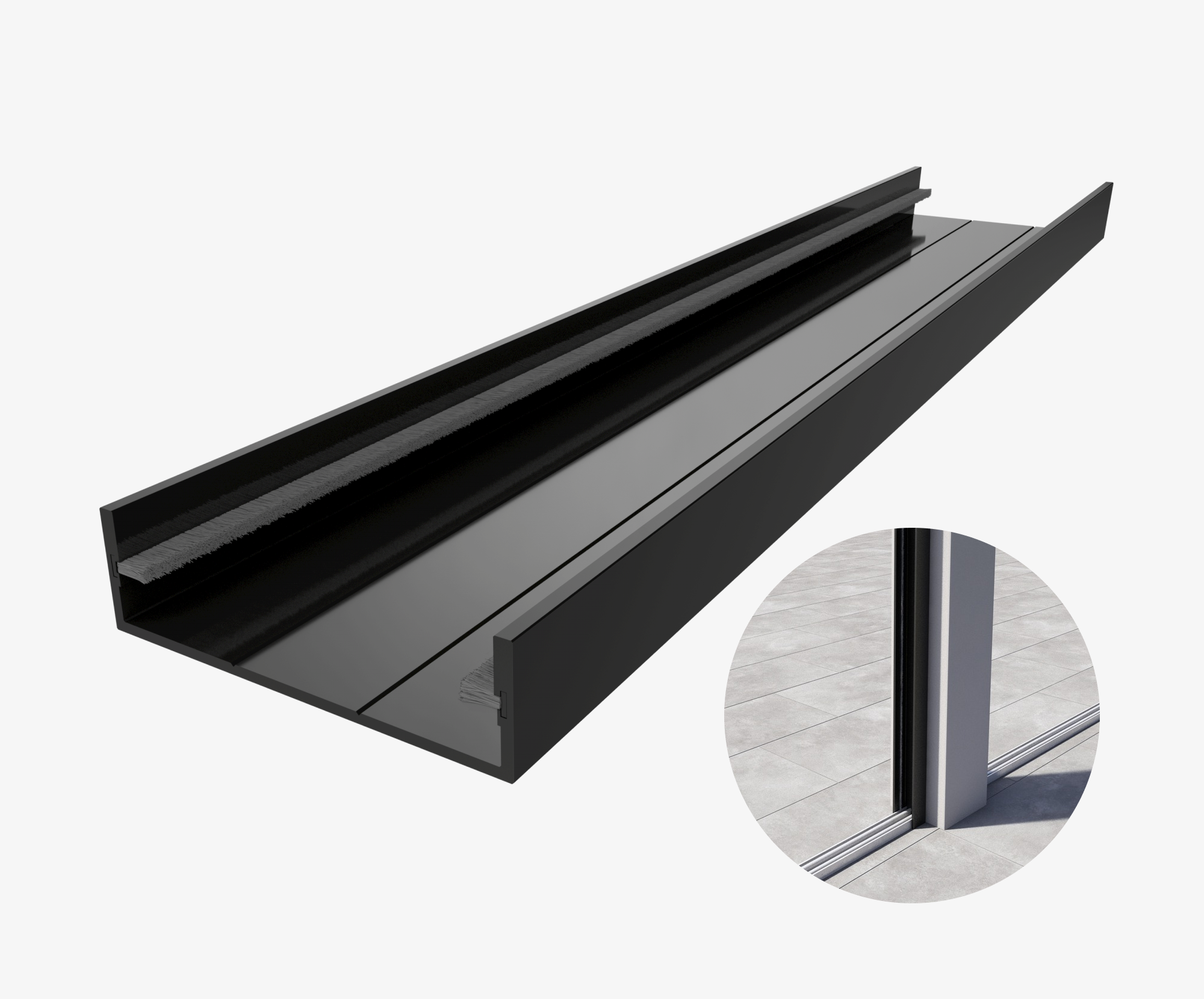 Set aus 2 U-Profilen Schienensystem mit Bürsten