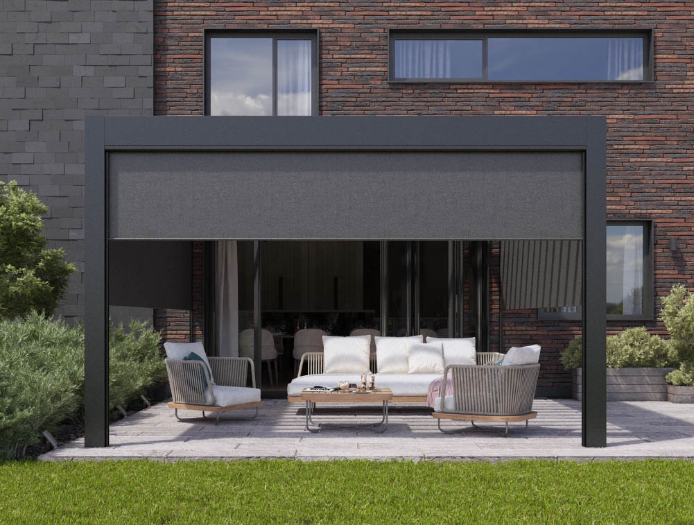 AirCube PRO Lamellendach-Pergola aus Aluminium zur Wandmontage
